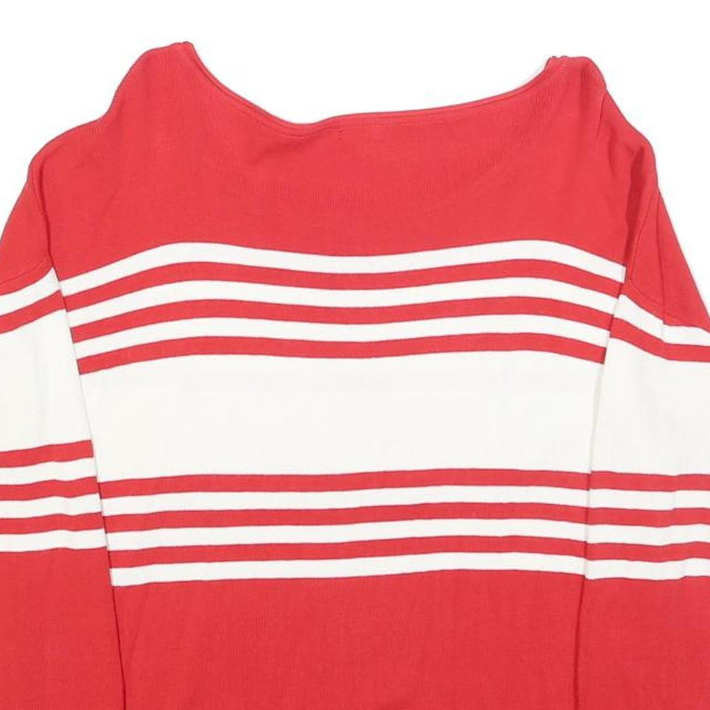 GUESS Womens Red & White Patterned Jumper Crew Neck Basic Knit S Casual Chic