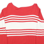 GUESS Womens Red & White Patterned Jumper Crew Neck Basic Knit S Casual Chic