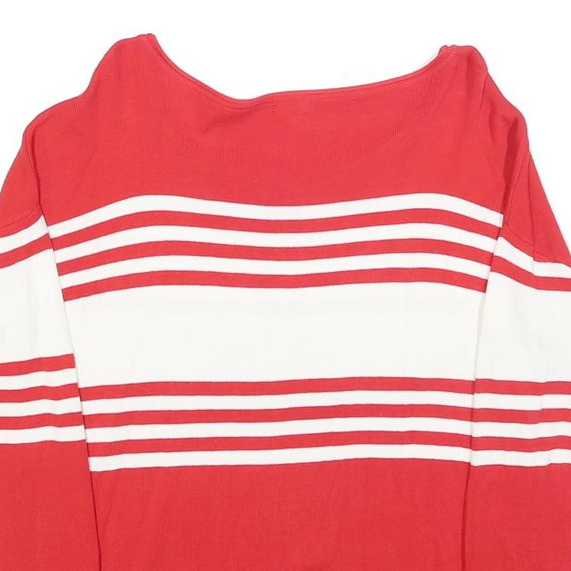 GUESS Womens Red & White Patterned Jumper Crew Neck Basic Knit S Casual Chic