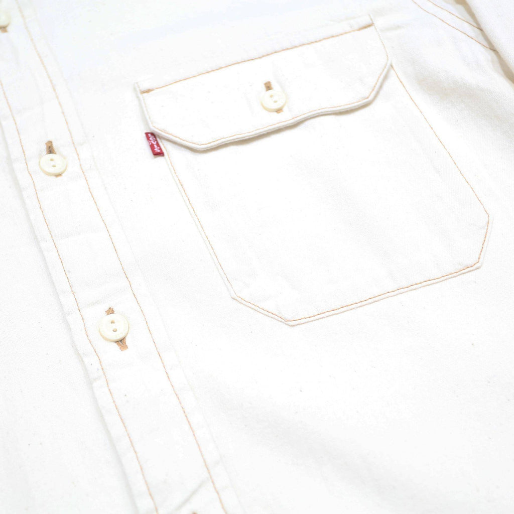 LEVI'S Mens White Cotton Shirt L Button Pocket Casual Workwear