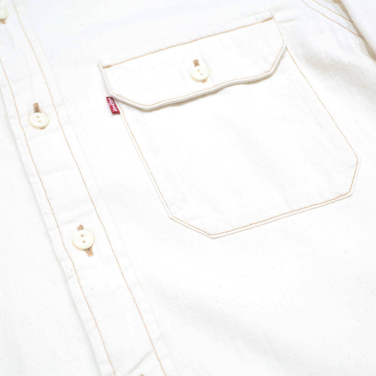 LEVI'S Mens White Cotton Shirt L Button Pocket Casual Workwear