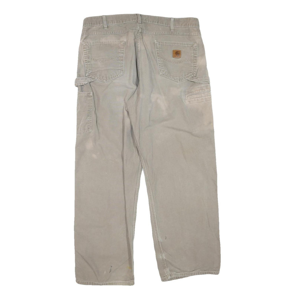 CARHARTT Mens Cotton Blend Beige Regular Fit Straight Leg Trousers W38 L32