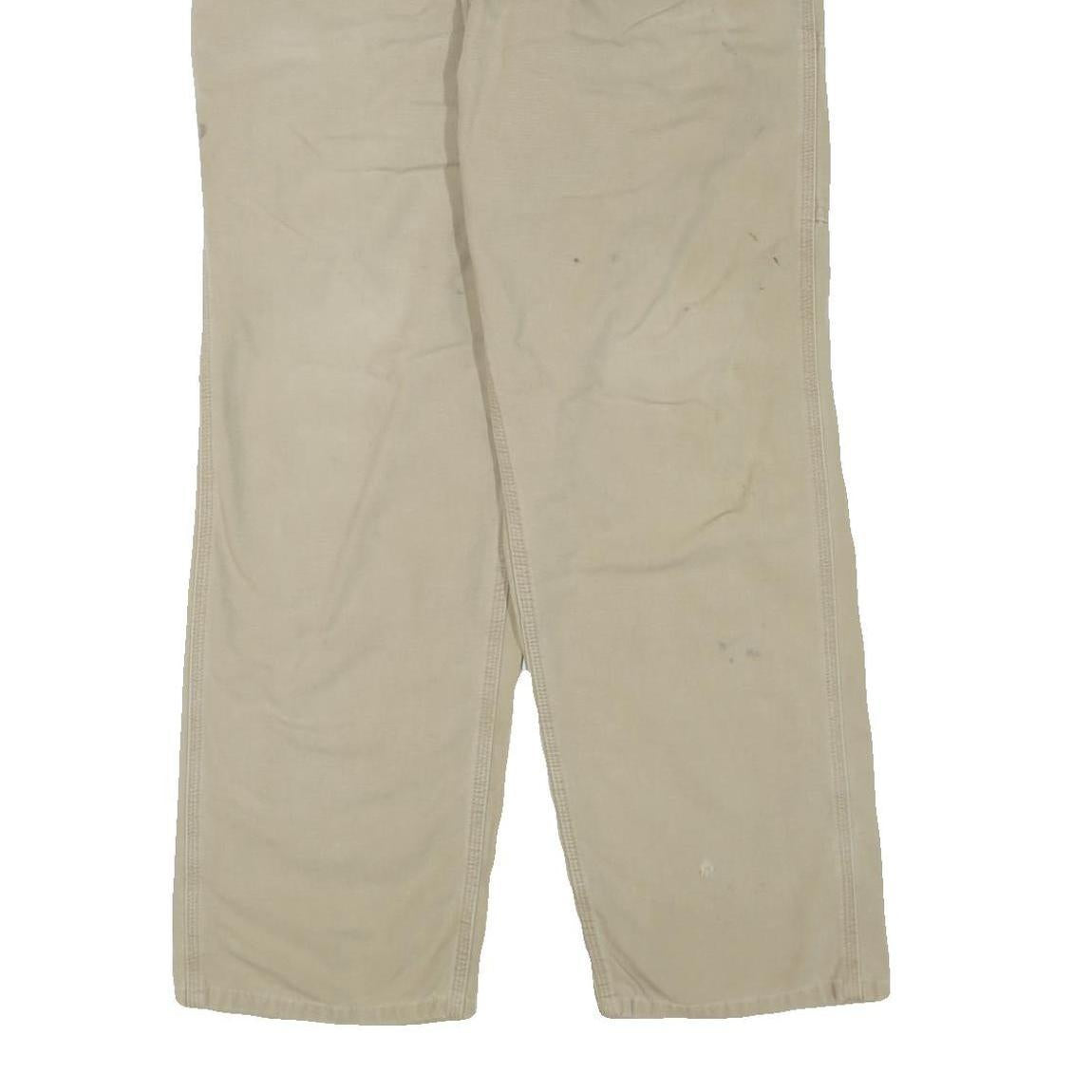 CARHARTT Mens Cotton Blend Beige Regular Fit Straight Leg Trousers W38 L34