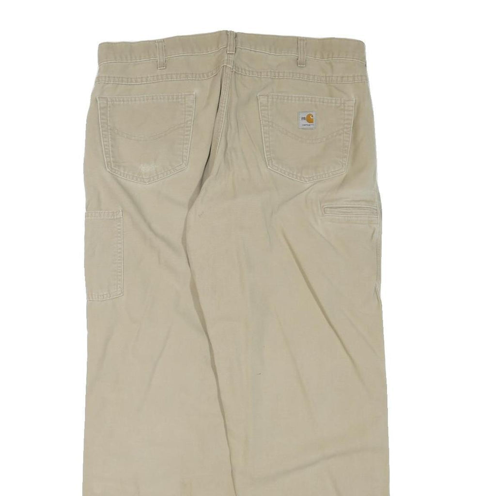 CARHARTT Mens Cotton Blend Beige Regular Fit Straight Leg Trousers W38 L34