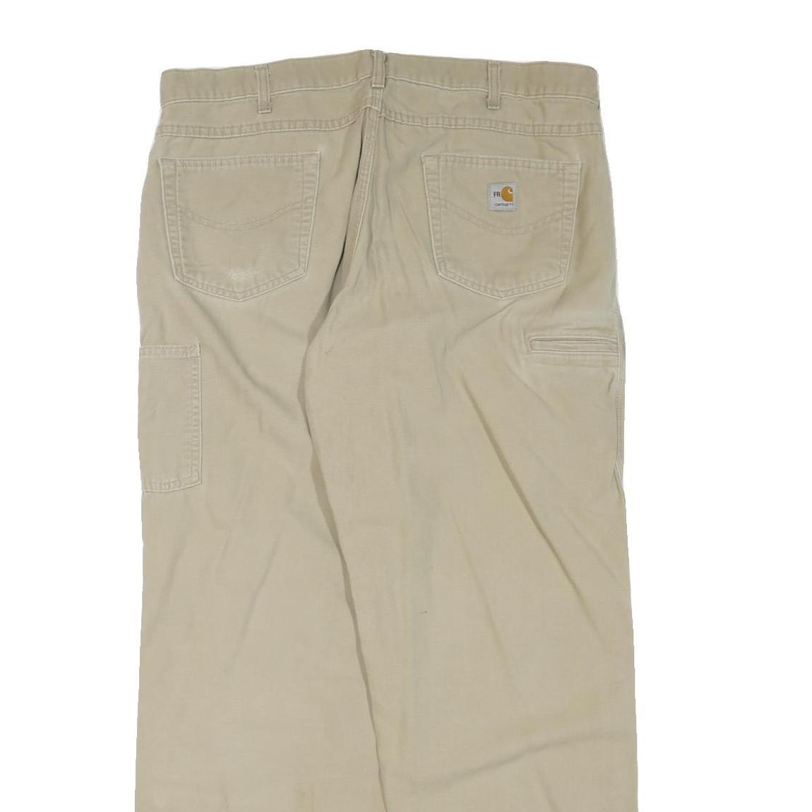 CARHARTT Mens Cotton Blend Beige Regular Fit Straight Leg Trousers W38 L34