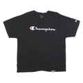 CHAMPION Mens Black L Short Sleeve Crew Neck Logo Cotton Blend T-Shirt