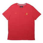 CREW CLOTHING Mens Red XL T-Shirt Short Sleeve Crew Neck Small Gold Logos