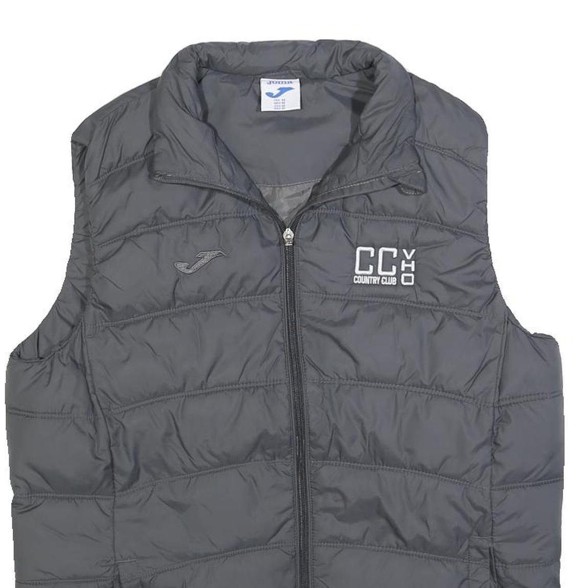 JOMA Mens Black Sleeveless Quilted Jacket M Polyester Blend Zip Outerwear