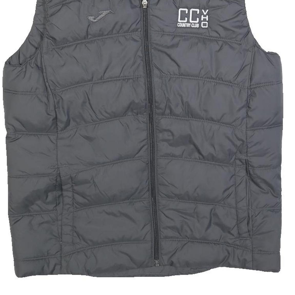 JOMA Mens Black Sleeveless Quilted Jacket M Polyester Blend Zip Outerwear