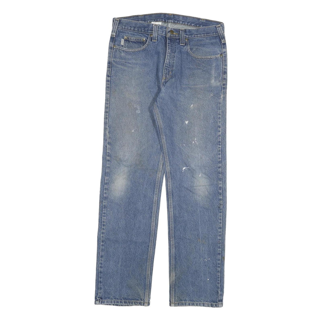 CARHARTT Mens Relaxed Blue Denim Jeans W34 L34 Zip Cotton Blend Casual Workwear