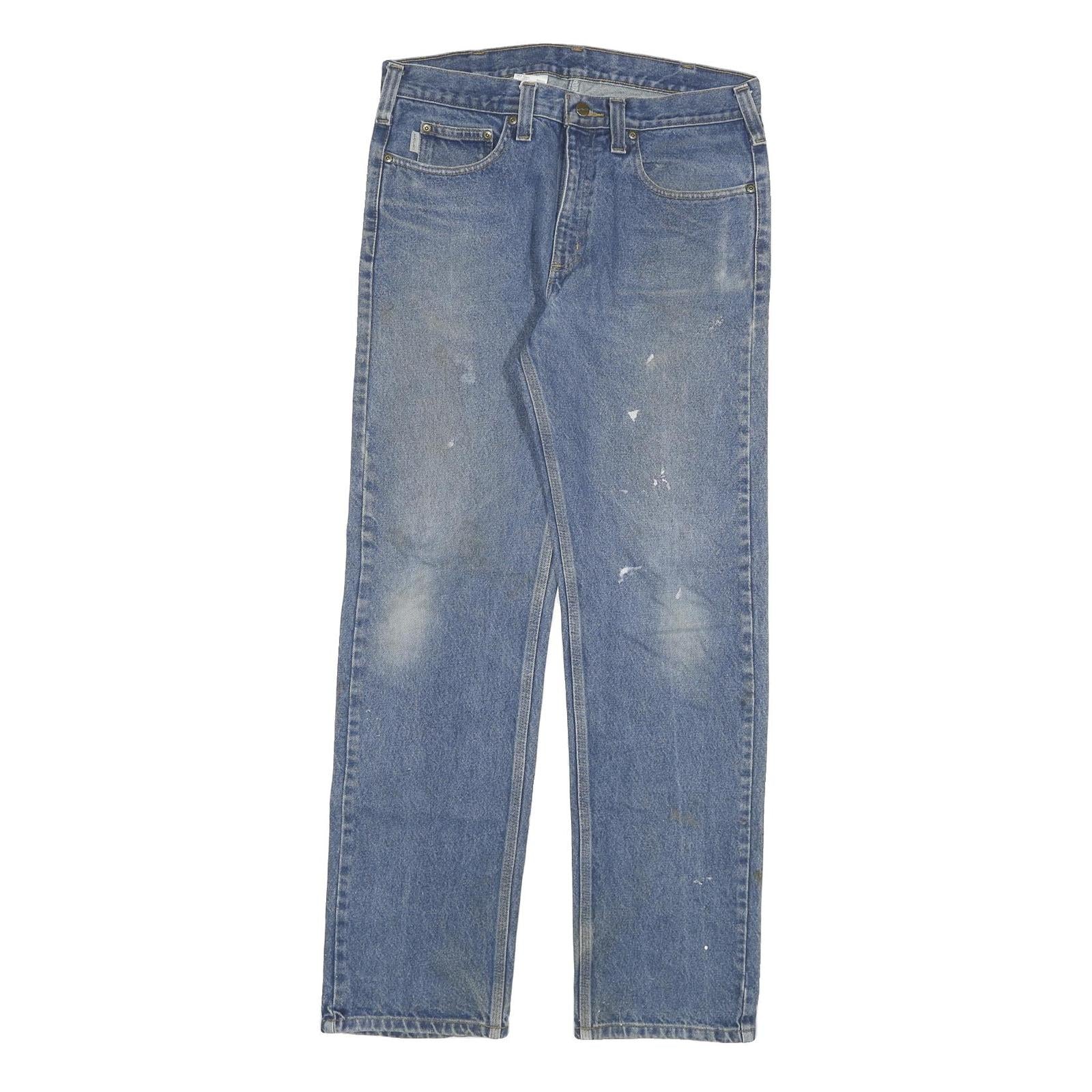 CARHARTT Mens Relaxed Blue Denim Jeans W34 L34 Zip Cotton Blend Casual Workwear