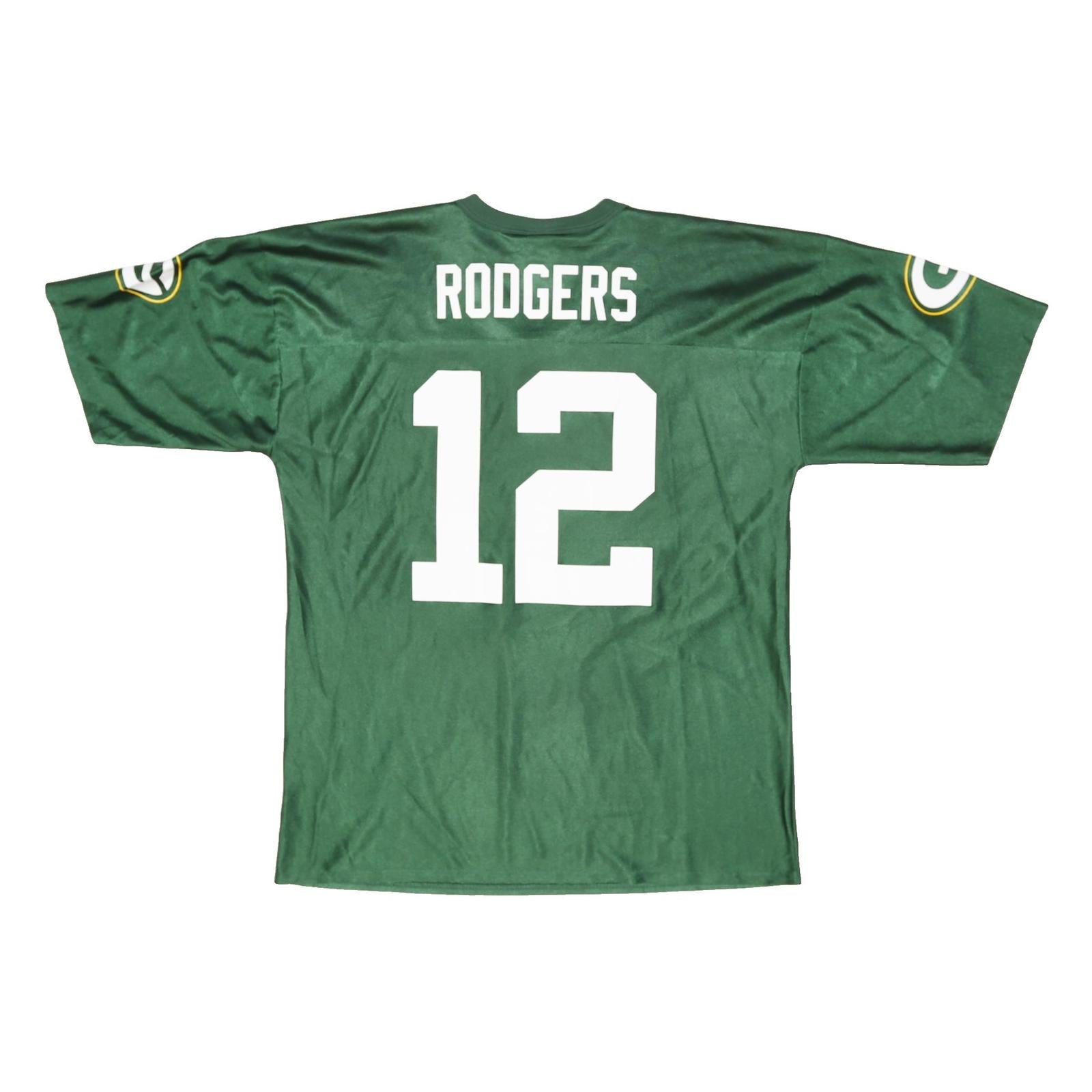 NFL Mens Green Football Shirt XL Short Sleeve V-Neck Rodgers Number 12