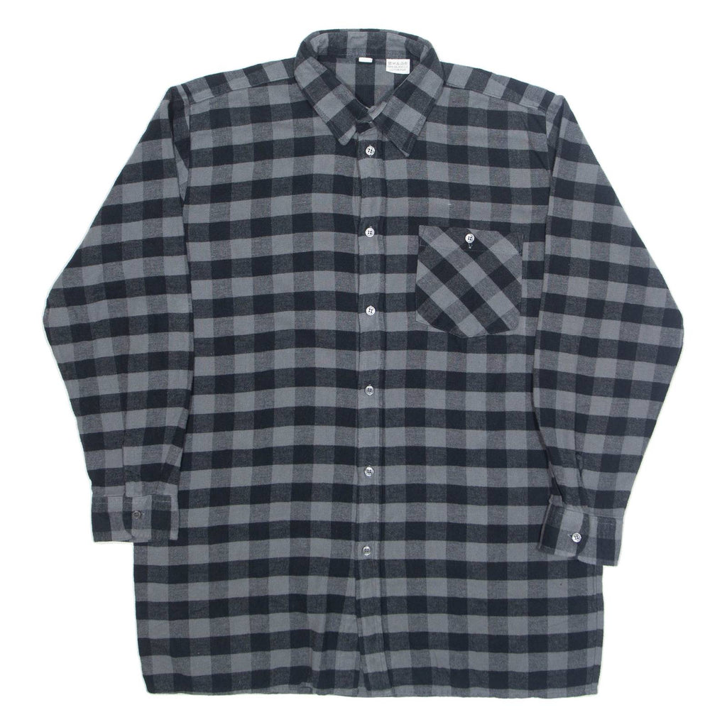 Mens Shirt Grey Check Long Sleeve L