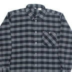 Mens Shirt Grey Check Long Sleeve L