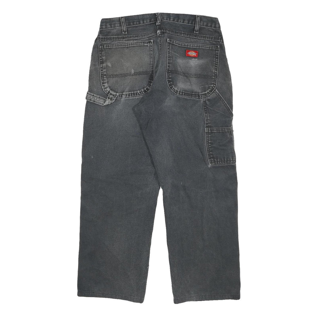 DICKIES Mens Jeans Black Relaxed Straight Denim Medium W30 L26 Distressed Ripped