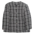 Womens Blazer Jacket White Wool Plaid M