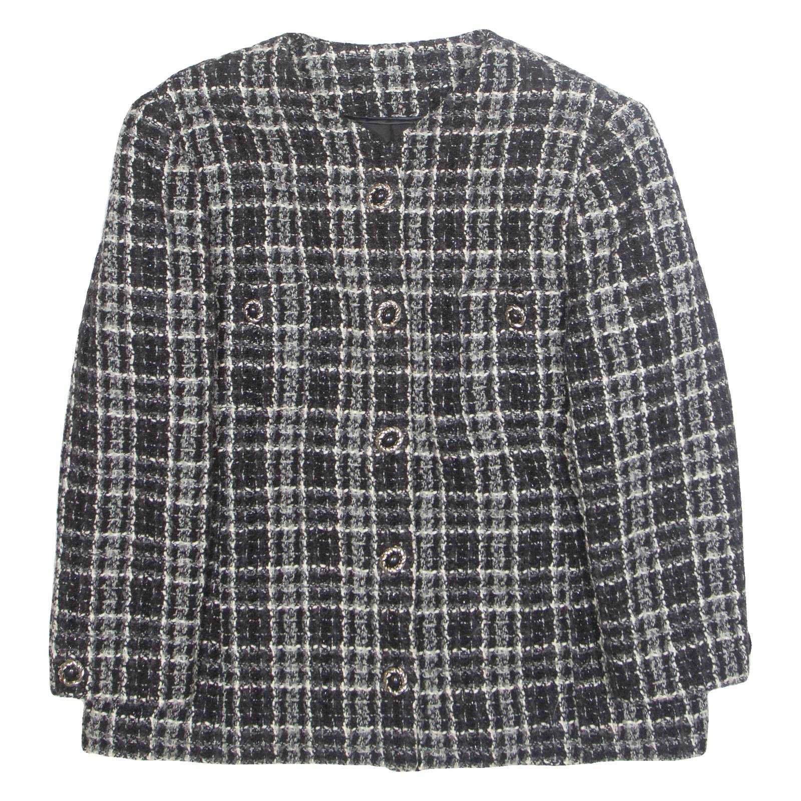 Womens Blazer Jacket White Wool Plaid M
