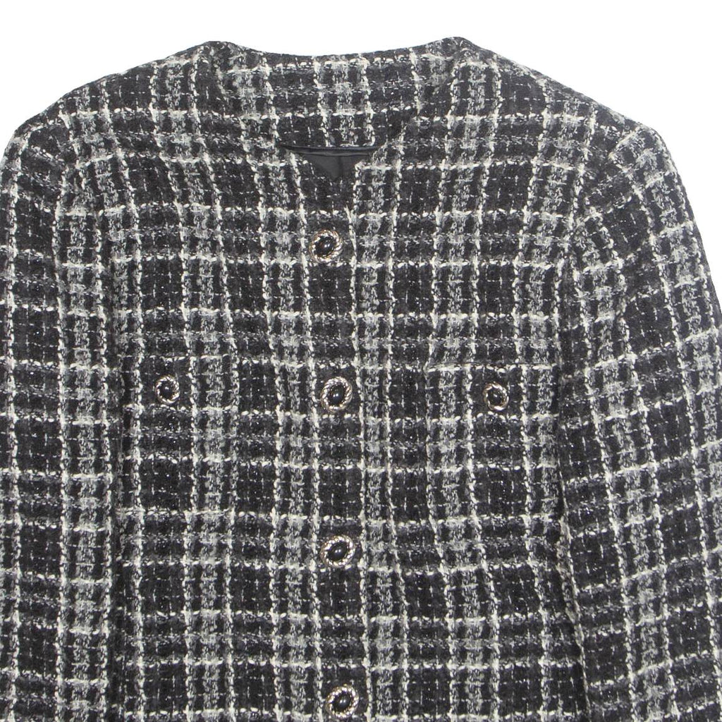 Womens Blazer Jacket White Wool Plaid M