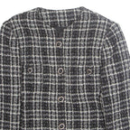 Womens Blazer Jacket White Wool Plaid M