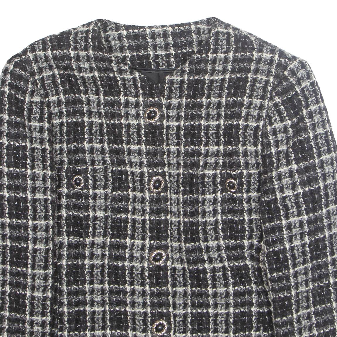 Womens Blazer Jacket White Wool Plaid M