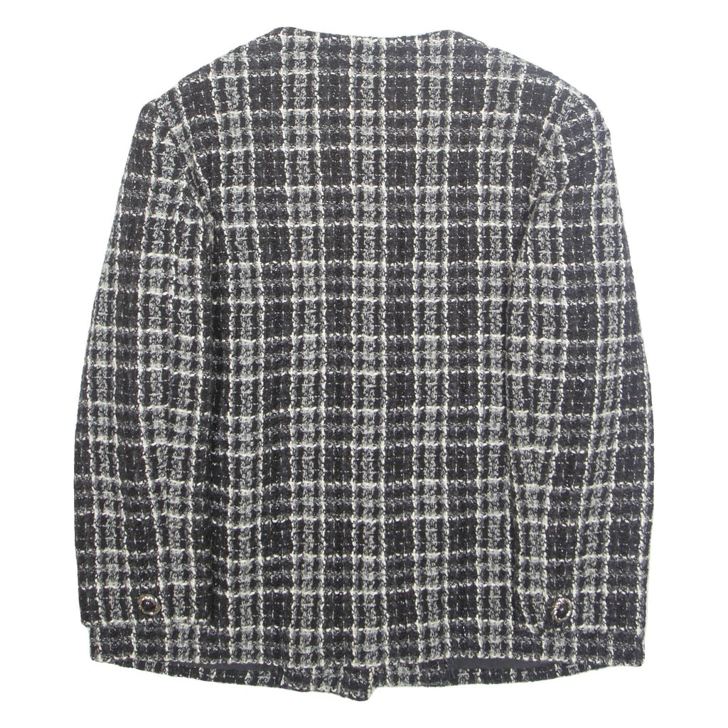 Womens Blazer Jacket White Wool Plaid M