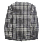 Womens Blazer Jacket White Wool Plaid M