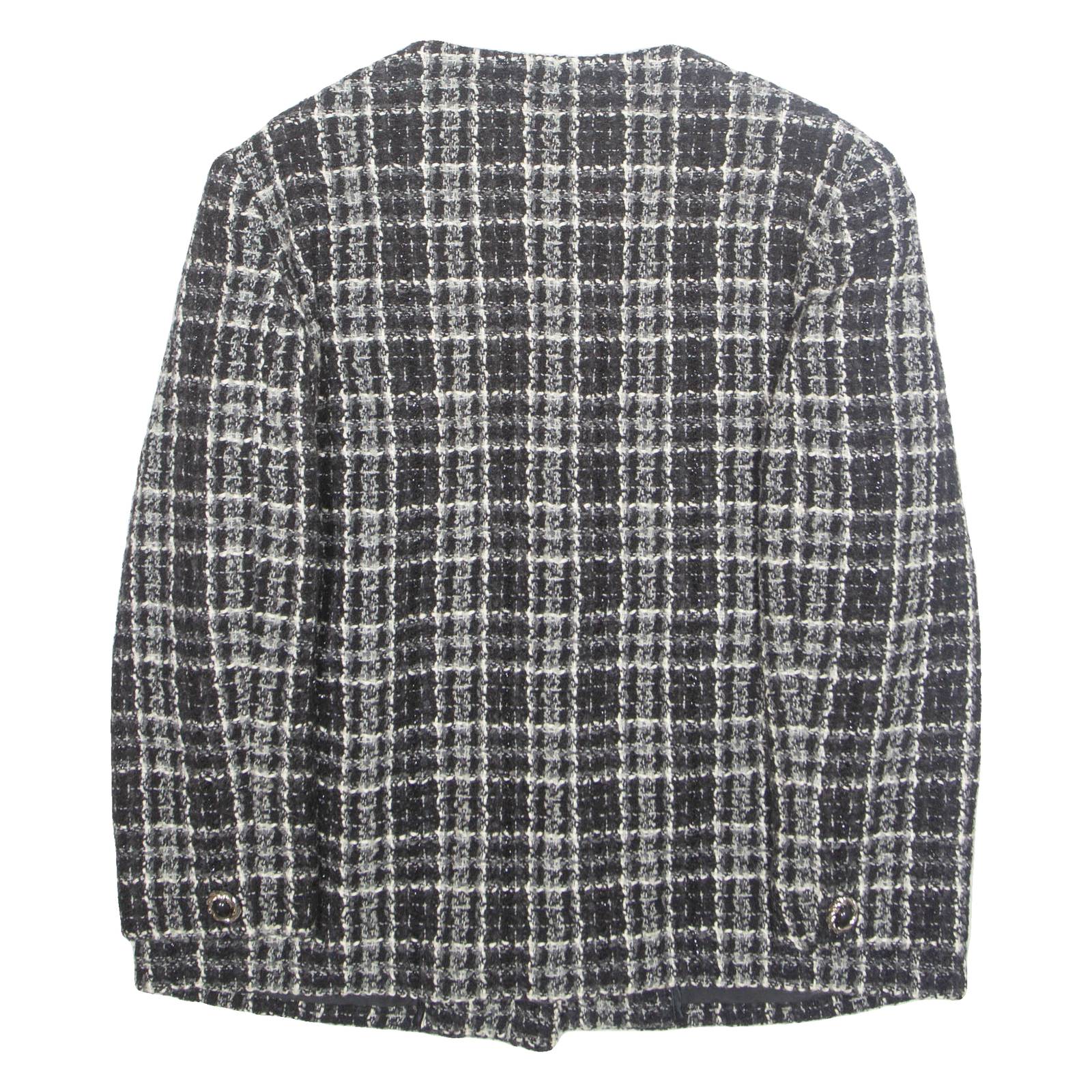 Womens Blazer Jacket White Wool Plaid M