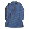 VASTRAMAY Womens Blue Printed Top Long Sleeve Button Neck L Elegant