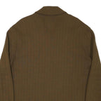 Mens Brown Wool Blend Button Jacket L Knit Panelled Plain Long Sleeve Casual