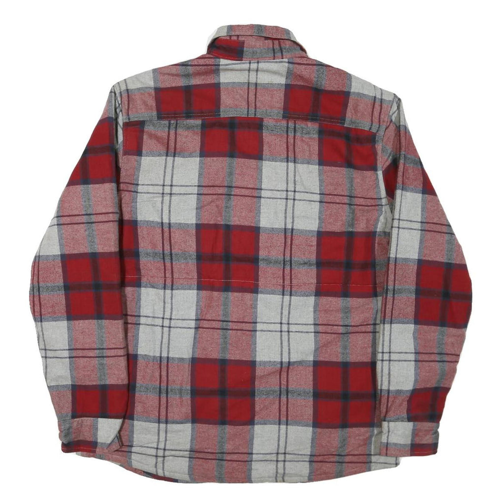 DISTILLERY Mens Red & Grey Check Shirt L Cotton Blend Long Sleeve Button Shirt
