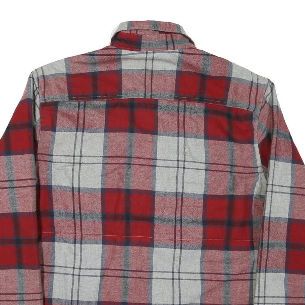 DISTILLERY Mens Red & Grey Check Shirt L Cotton Blend Long Sleeve Button Shirt