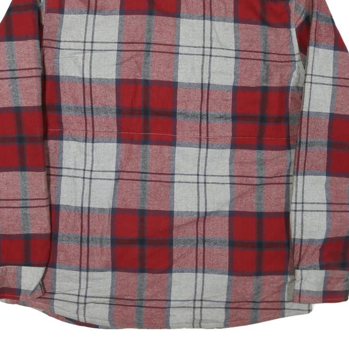 DISTILLERY Mens Red & Grey Check Shirt L Cotton Blend Long Sleeve Button Shirt