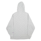 CHAMPION REVERSE WEAVE Mens Grey All Over Logo Print Pullover Hoodie XL