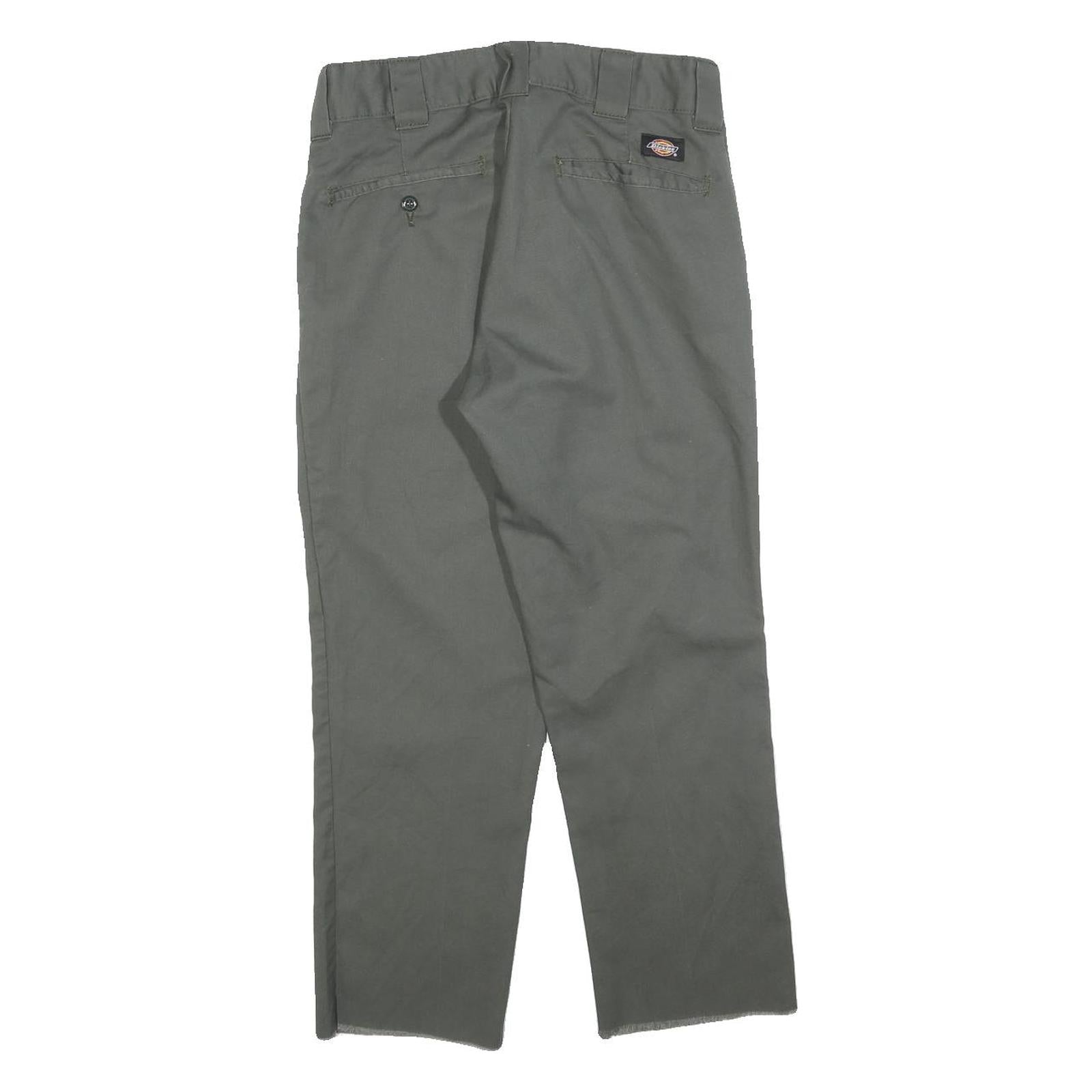 DICKIES Womens Cotton Blend Grey Regular Straight Trousers W29 L26 Workwear