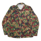 Mens Green Brown Camouflage Zip Jacket M Cotton Blend Military Style Outdoor