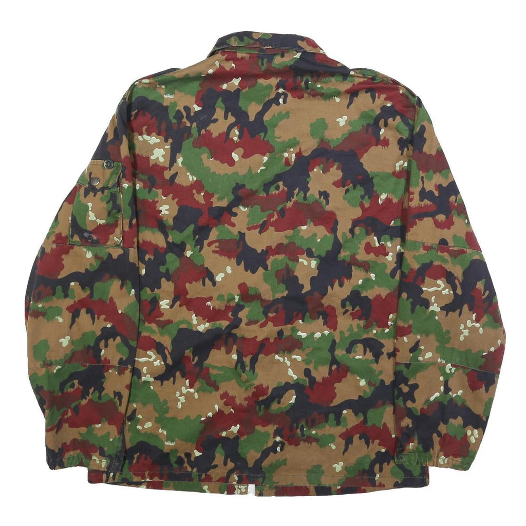 Mens Green Brown Camouflage Zip Jacket M Cotton Blend Military Style Outdoor