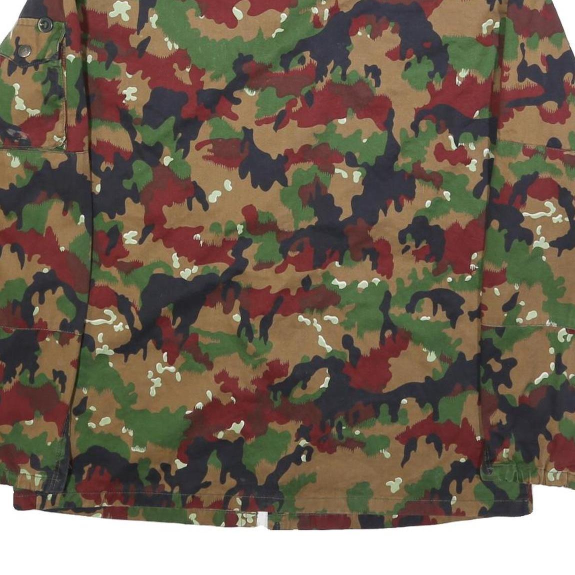 Mens Green Brown Camouflage Zip Jacket M Cotton Blend Military Style Outdoor