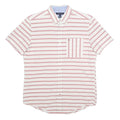 TOMMY HILFIGER Mens White & Pink Striped Shirt M Casual Cotton Blend Short