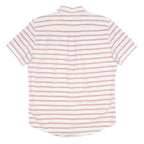 TOMMY HILFIGER Mens White & Pink Striped Shirt M Casual Cotton Blend Short
