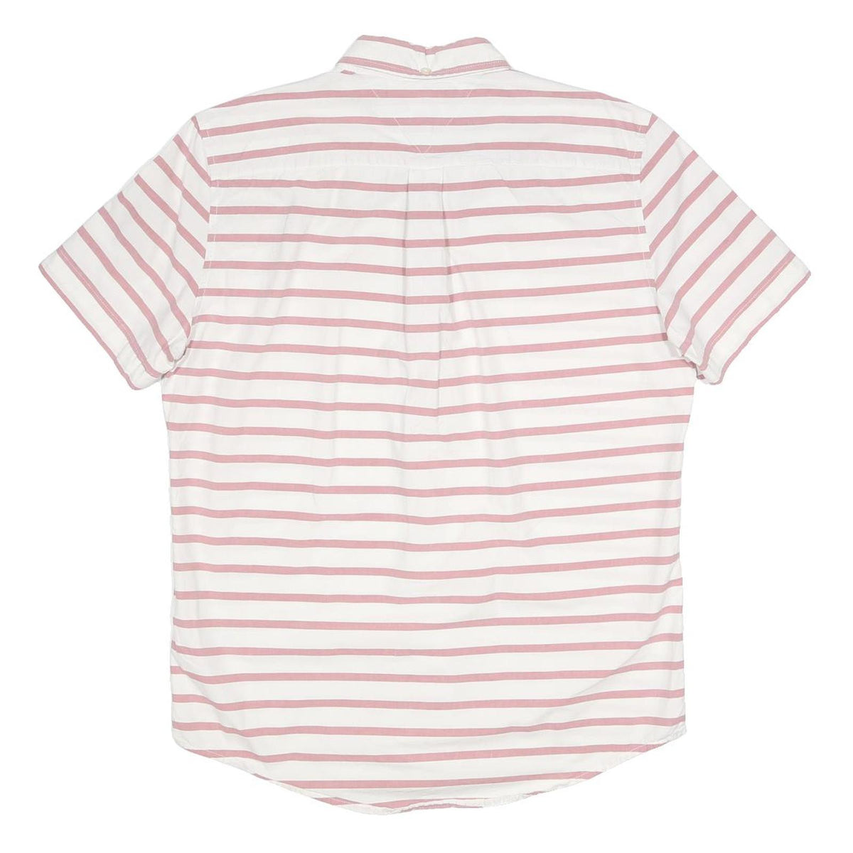 TOMMY HILFIGER Mens White & Pink Striped Shirt M Casual Cotton Blend Short