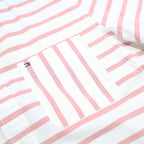 TOMMY HILFIGER Mens White & Pink Striped Shirt M Casual Cotton Blend Short