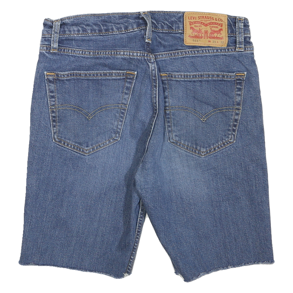LEVI'S Mens Denim Blue Shorts M W31 Casual Cotton Blend Raw Hem 511 Style