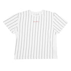 KARL KANI Mens White & Black Striped Graphic T-Shirt S Short Sleeve Crew Neck