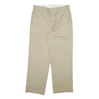 DICKIES Mens Beige Cotton Blend Regular Straight Trousers W36 L30 Workwear Zip