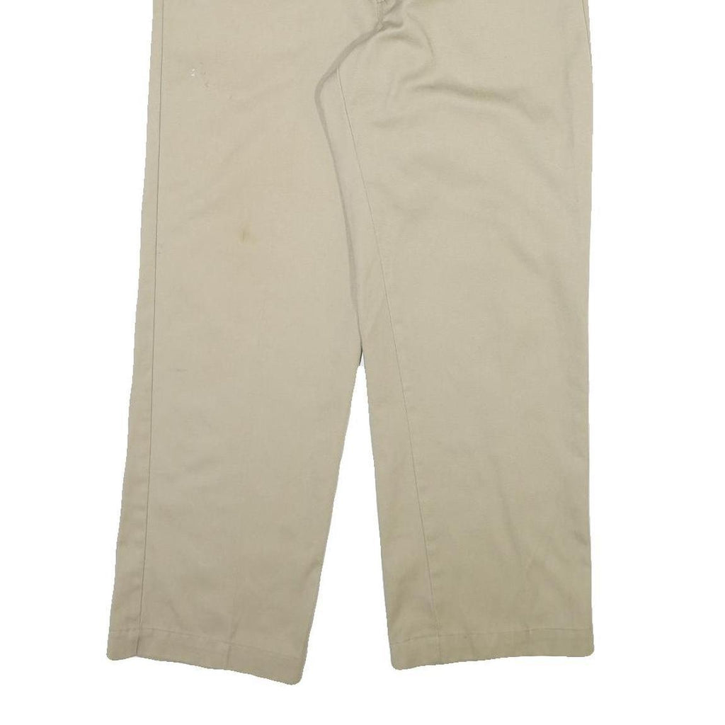DICKIES Mens Beige Cotton Blend Regular Straight Trousers W36 L30 Workwear Zip