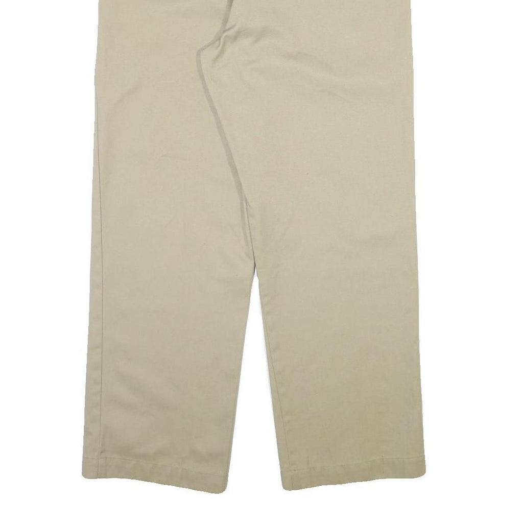 DICKIES Mens Beige Cotton Blend Regular Straight Trousers W36 L30 Workwear Zip