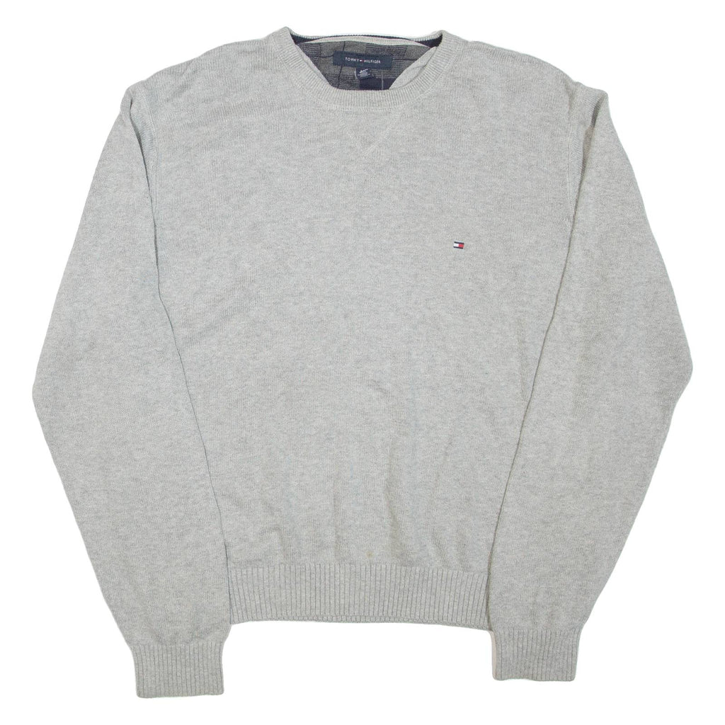 TOMMY HILFIGER Mens Jumper Grey Tight Knit L