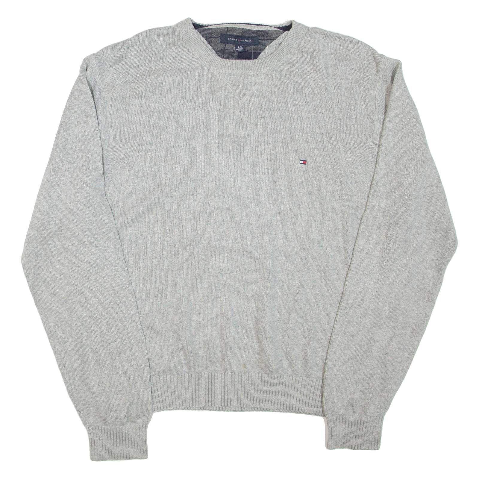 TOMMY HILFIGER Mens Jumper Grey Tight Knit L