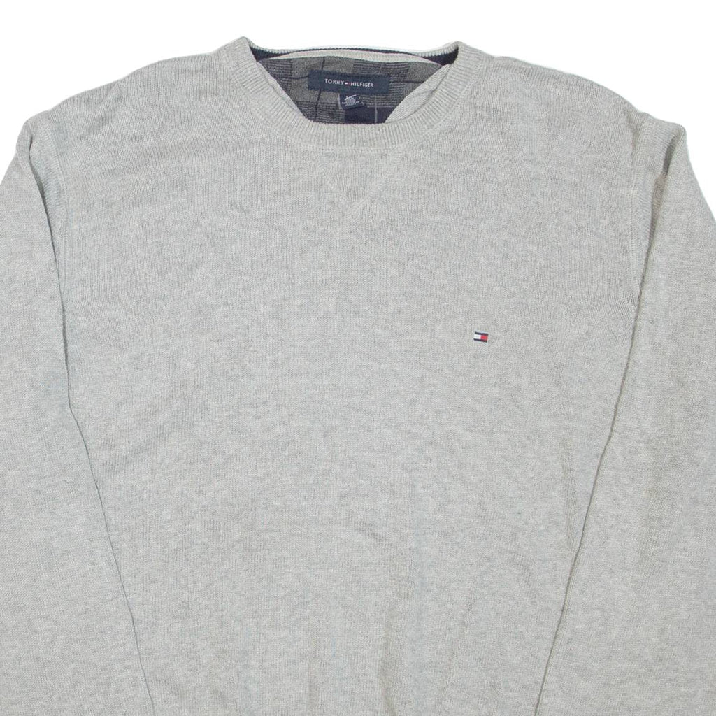TOMMY HILFIGER Mens Jumper Grey Tight Knit L
