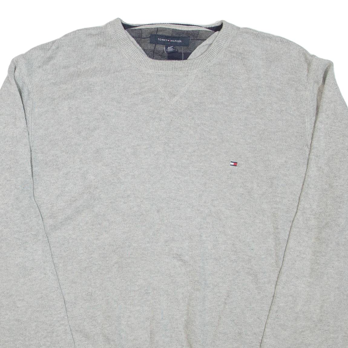 TOMMY HILFIGER Mens Jumper Grey Tight Knit L